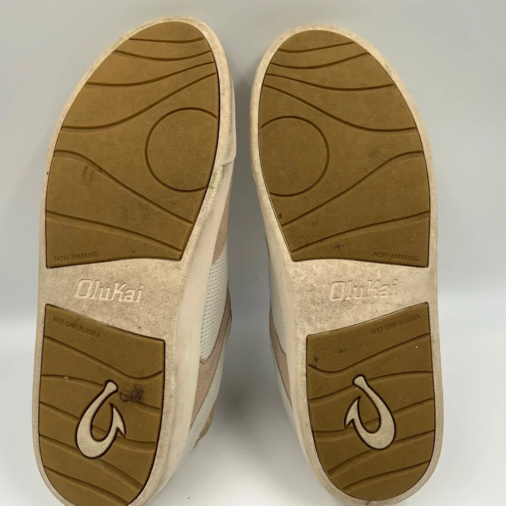 OluKai Pehuea Li Womens Mesh Suede Sneakers Tan Beige 20379-4040